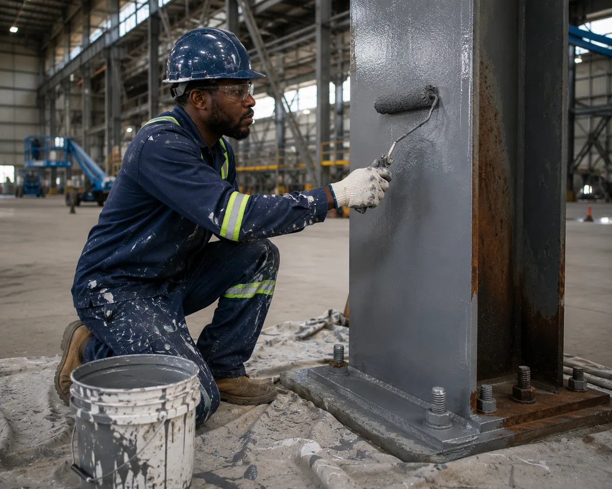 Industrial painting and surface coating in progress