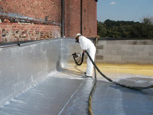 Waterproofing coating applied to an exposed exterior surface