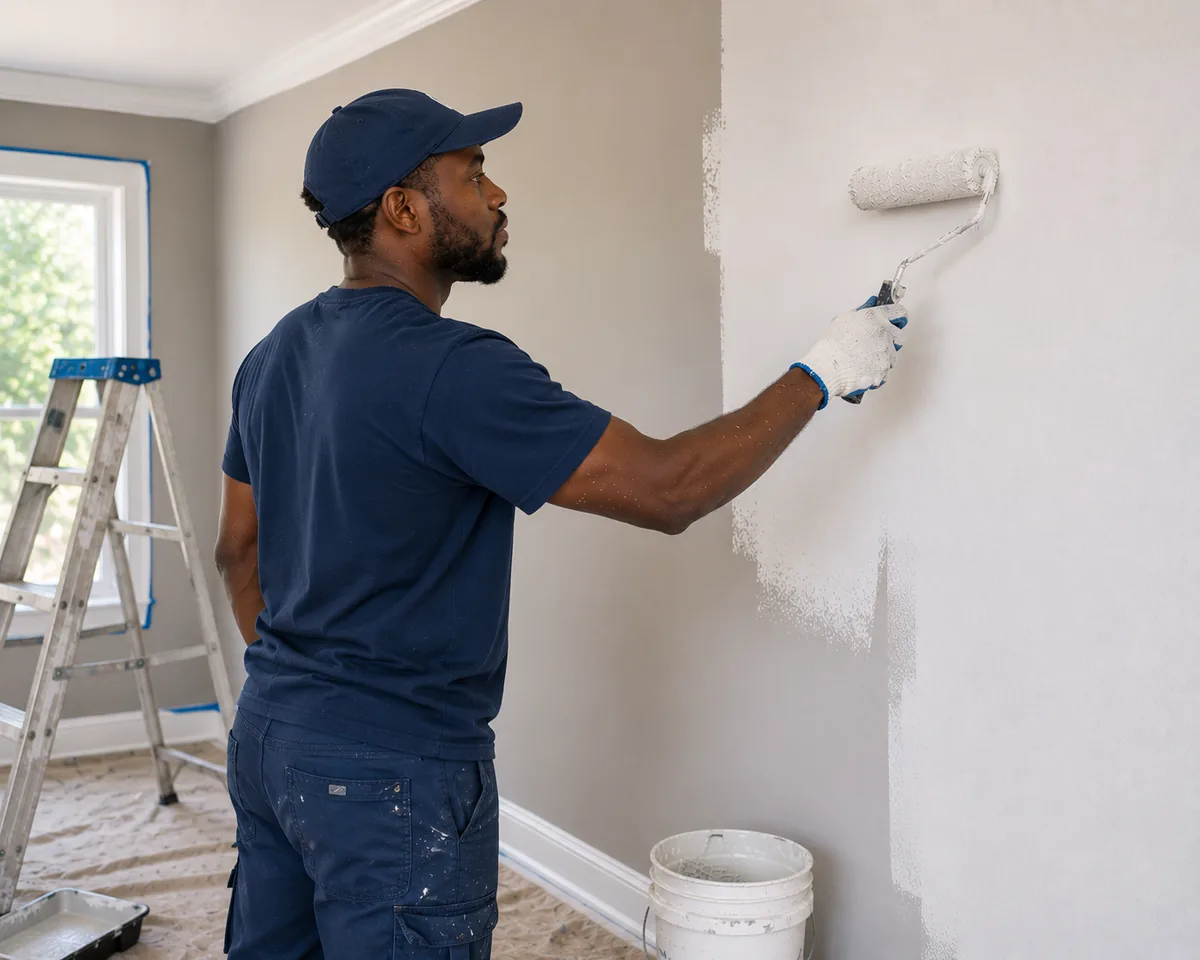 JJB team member painting an interior wall