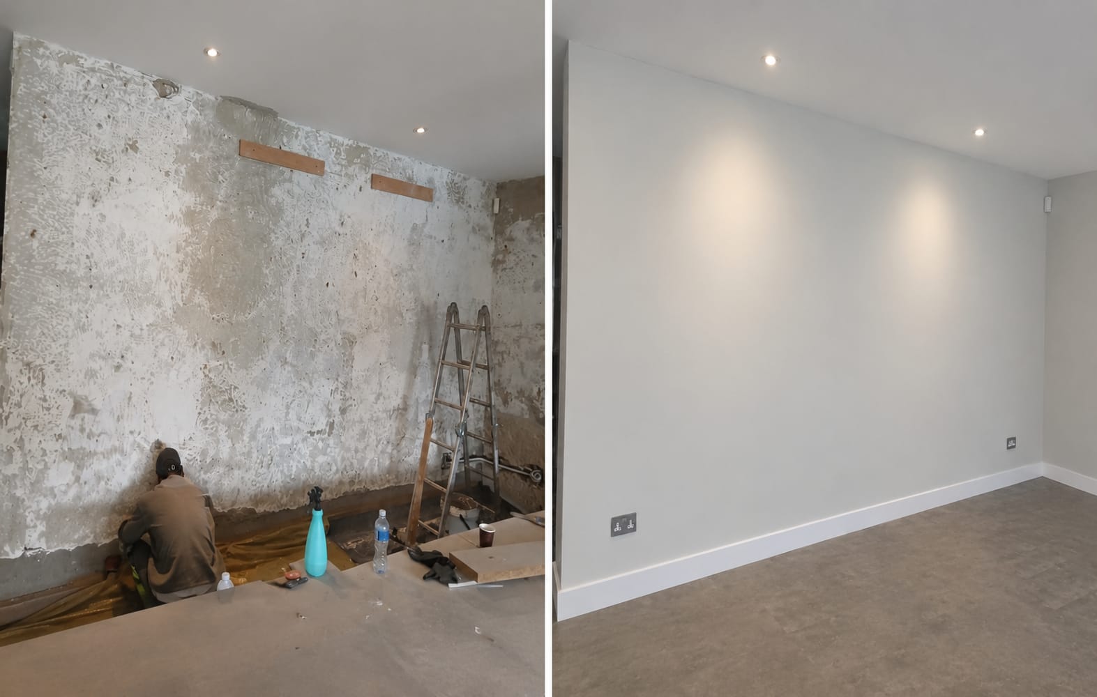 Before and after interior painting repair work